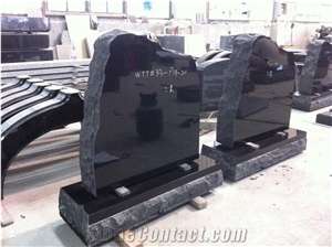 Black Granite Headstone Upright Monument 04