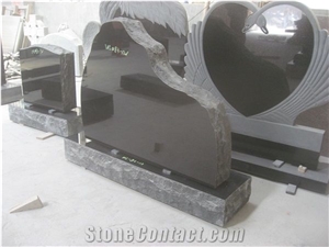 Black Granite Headstone Upright Monument 04