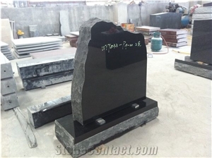 Black Granite Headstone Upright Monument 04
