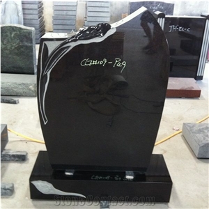 Black Granite Polish Standing Upright Monument 06