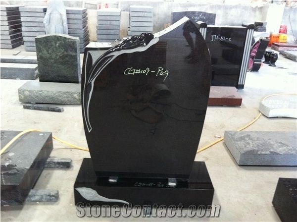 Black Granite Polish Standing Upright Monument 06