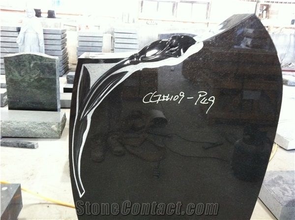 Black Granite Polish Standing Upright Monument 06