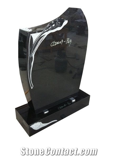 Black Granite Polish Standing Upright Monument 06