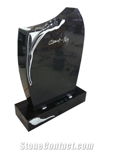Black Granite Polish Standing Upright Monument 06