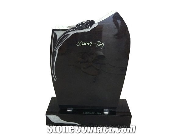 Black Granite Polish Standing Upright Monument 06