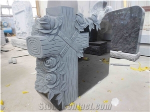 Black Granite Tree Engraved Monument Headstone
