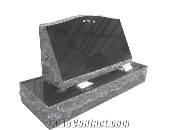 Black Granite Upright Grave Marker