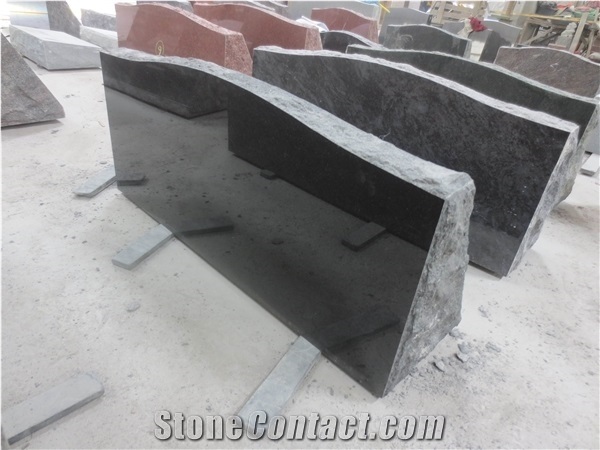 Black Granite Upright Grave Marker