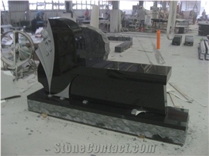 Black Granite Western Style Upright Monument 32