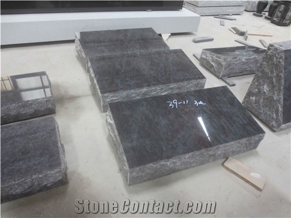Blue Granite Flat Grave Markers, Slant Grave