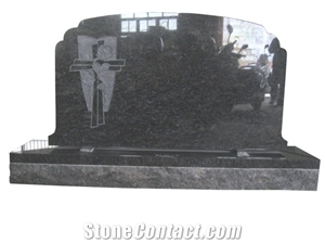 Blue Granite Flower Tombstone Headstone Monument