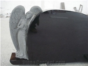 Cemetery Black Granite Angel Headstone