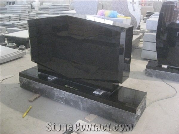 Cemetery Usage Black Granite Upright Tombstone