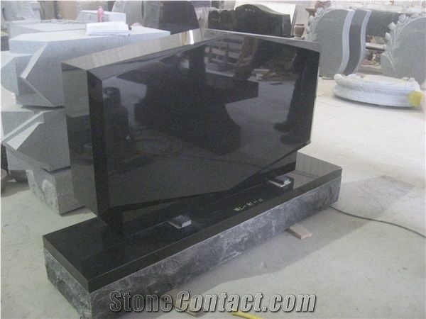 Cemetery Usage Black Granite Upright Tombstone