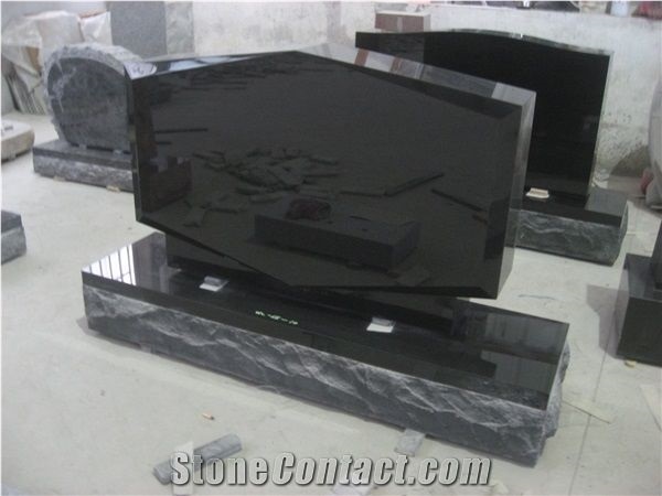Cemetery Usage Black Granite Upright Tombstone