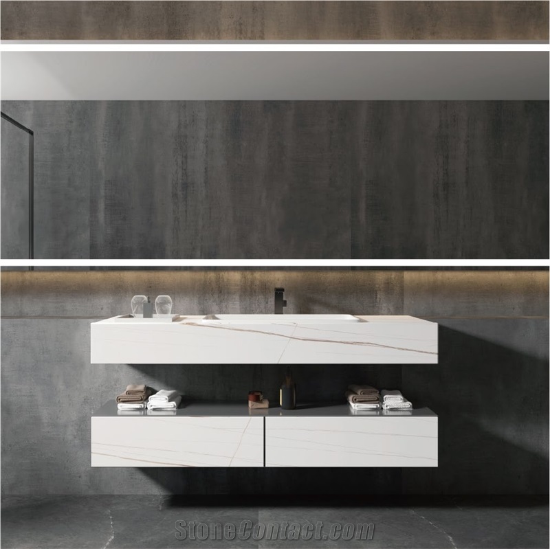 Armani Grey Sintered Stone Kitchen Panels Floor Tile
