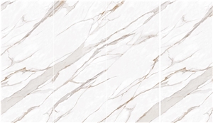 Gilded White Sintered Stone Wall Bookmatch