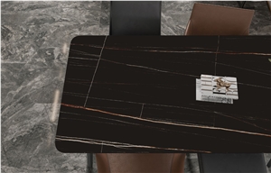 Saint Laurent Black Sintered Stone Cafe Table Tops