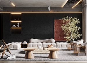 Saint Laurent Black Sintered Stone Cafe Table Tops