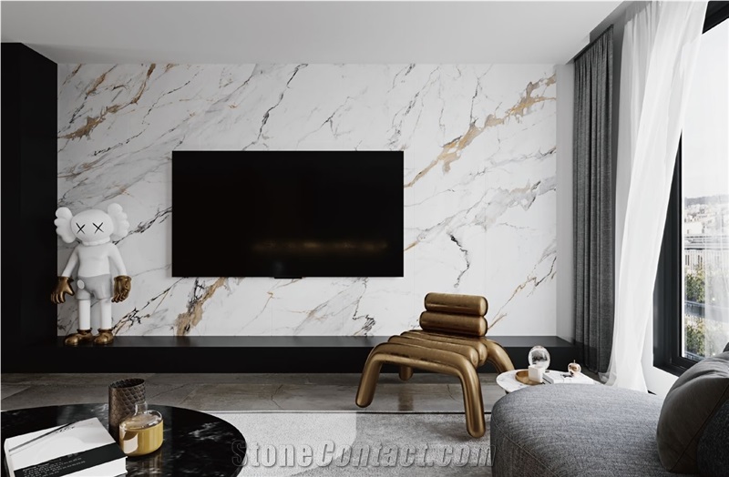 Saint Laurent White Top Sintered Stone Hotel Wall Panels