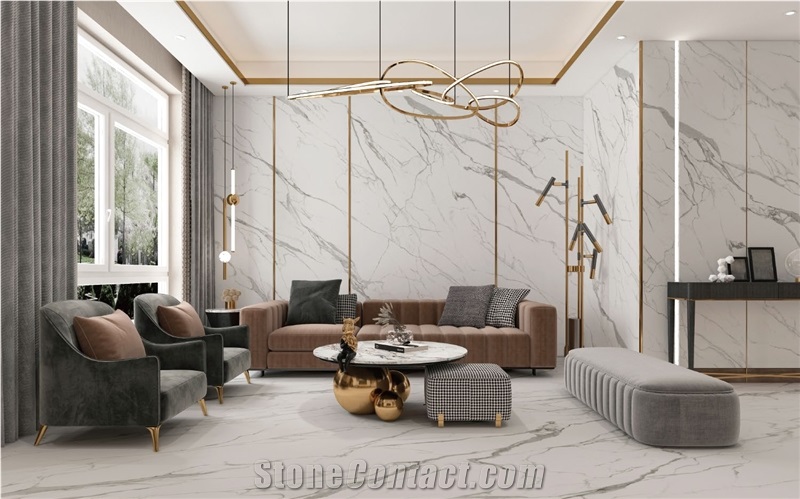 White Sintered Stone With Vein No.5 Wall Panels