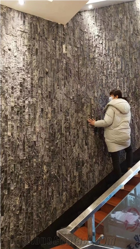 Ancient Wood Grain Marble Cultured Stone Wall Cladding Panel