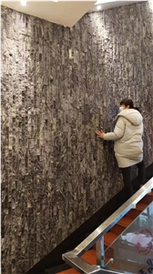 Ancient Wood Grain Marble Cultured Stone Wall Cladding Panel