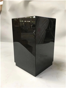 Black Granite Urn, Round Funeral Urns