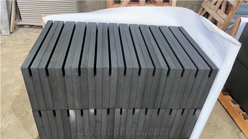 Hainan Black Basalt Treads With 59X6mm Rebate For Insert Nonslip