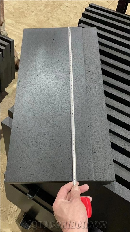 Hainan Black Basalt Treads With 59X6mm Rebate For Insert Nonslip