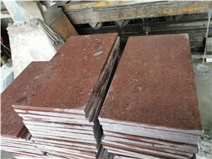 Red Porphyry Stair Treads With Groove 59X6mm For Aluminum Strips