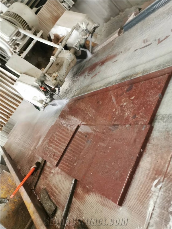 Red Porphyry Steps Stair Treads With Anti-Slip Strips