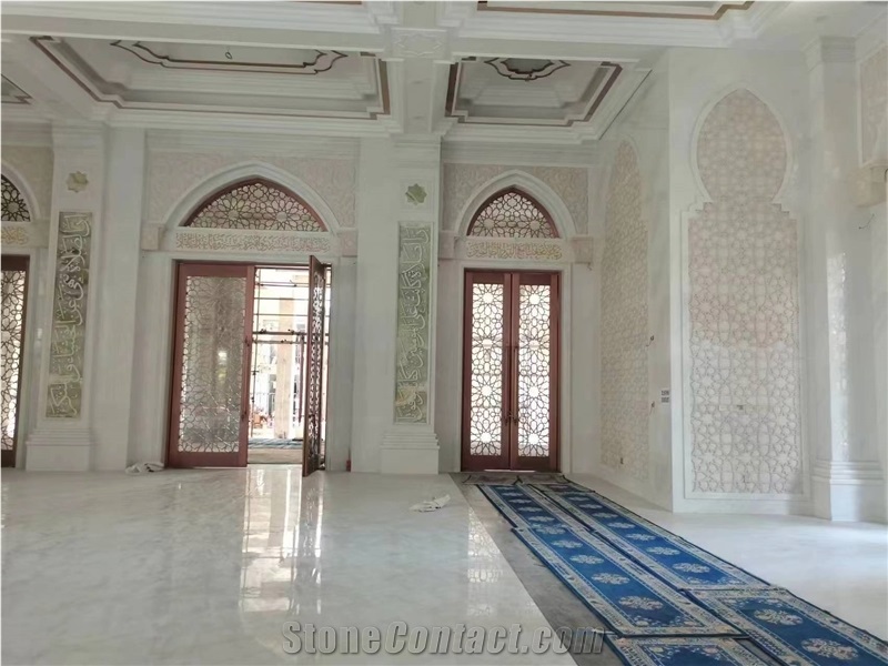 Yugoslavia White Marble Mosque Interior Carvings Door Surround