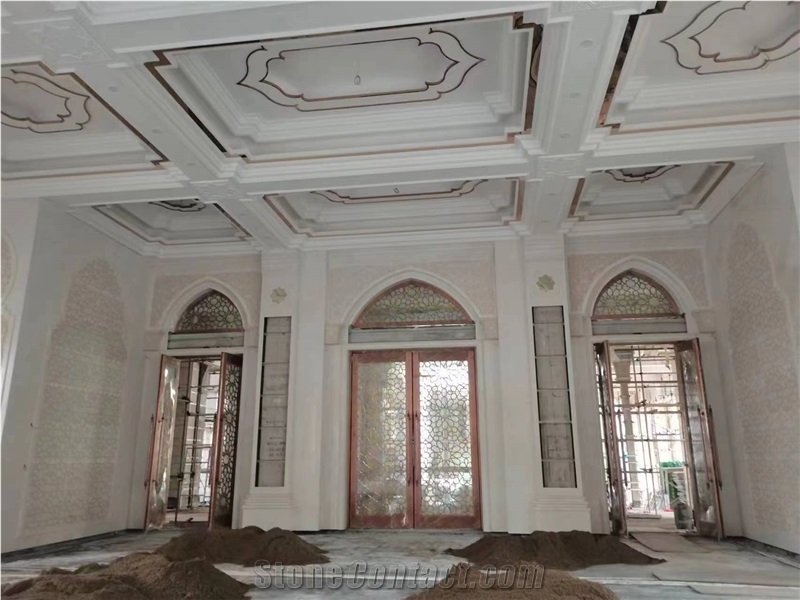 Yugoslavia White Marble Mosque Interior Carvings Door Surround