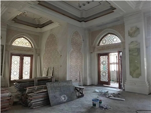 Yugoslavia White Marble Mosque Interior Carvings Door Surround