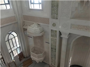 Yugoslavia White Marble Mosque Interior Carvings Door Surround