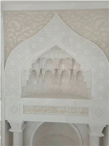 Yugoslavia White Marble Mosque Interior Carvings Door Surround