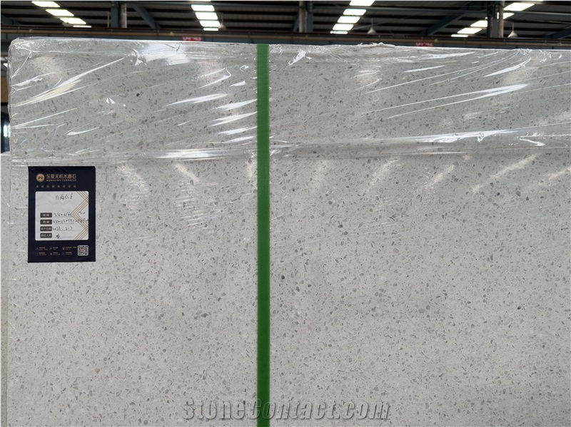 DXW225 Snow White Artificial Stone Precast Terrazzo Slabs