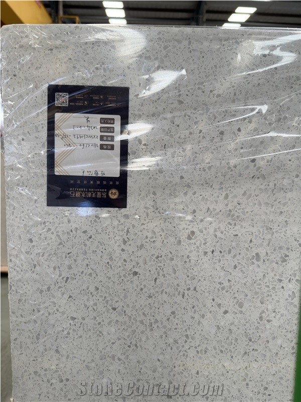 DXW225 Snow White Artificial Stone Precast Terrazzo Slabs