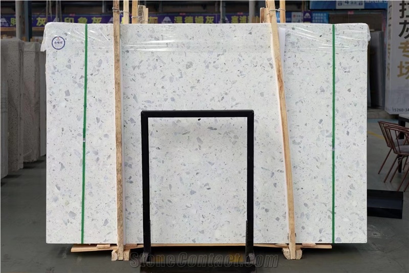 White Artificial Stone  Inorganic Terrazzo Slabs And Tiles