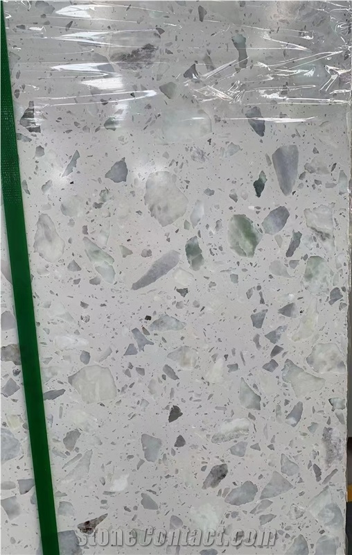 White Artificial Stone  Inorganic Terrazzo Slabs And Tiles