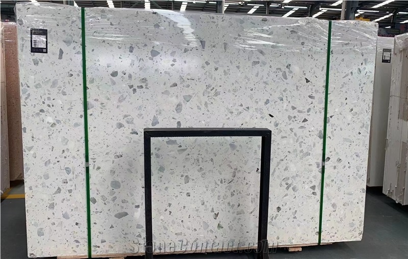 White Artificial Stone  Inorganic Terrazzo Slabs And Tiles