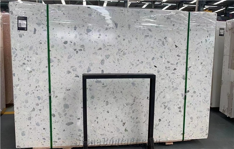White Artificial Stone  Inorganic Terrazzo Slabs And Tiles