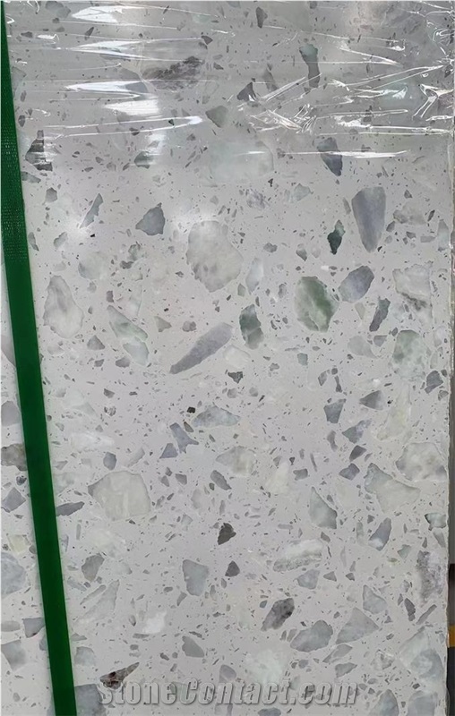 White Artificial Stone  Inorganic Terrazzo Slabs And Tiles