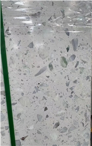 White Artificial Stone  Inorganic Terrazzo Slabs And Tiles