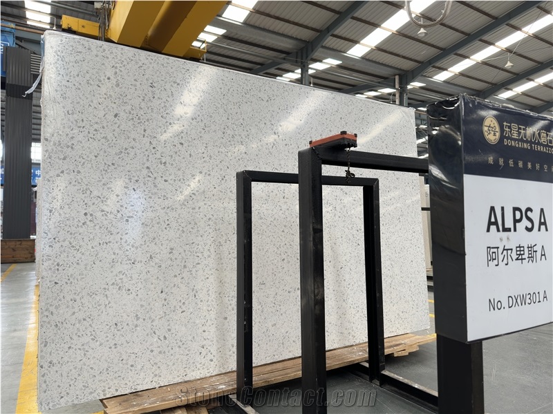 White Artificial Stone Precast Inorganic Terrazzo  Tiles