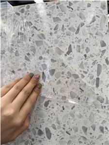 White Artificial Stone Precast Inorganic Terrazzo  Tiles