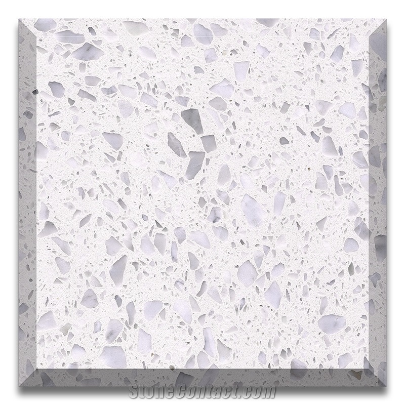 White Artificial Stone Precast Inorganic Terrazzo  Tiles