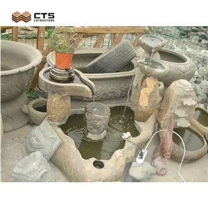 Outdoor Small Custom Garden Waterfall Fountain With Statute