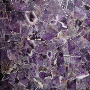 Amethyst Dark- Brown Wood Semiprecious Stone